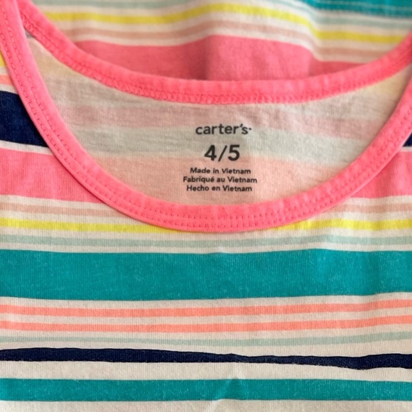 Carter's Neon Multicolor Striped Casual Dress Kids Girls 4T - Picture 2 of 5